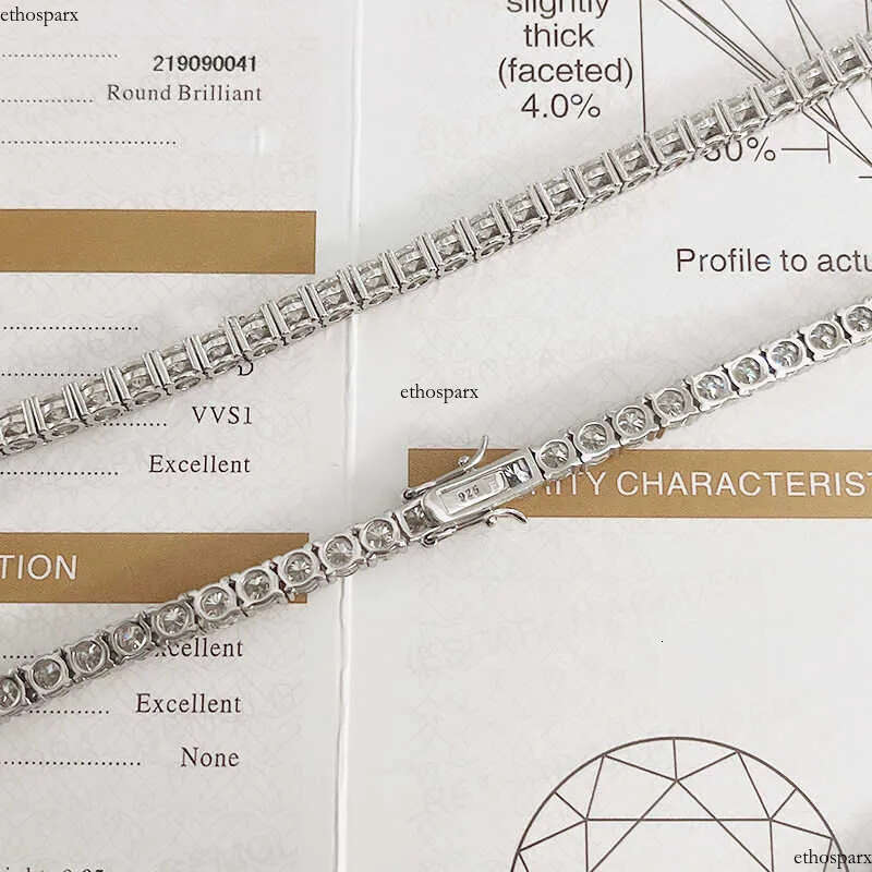 wholesale high quality sterling sier hip hop lab dia 3MM 4MM Moissanite necklace tennis chain