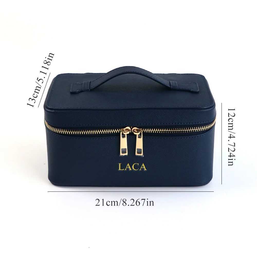Customized name genuine leather womens travel bath products box bag portable hanging makeup bag box multiset makeup bag boxW251021