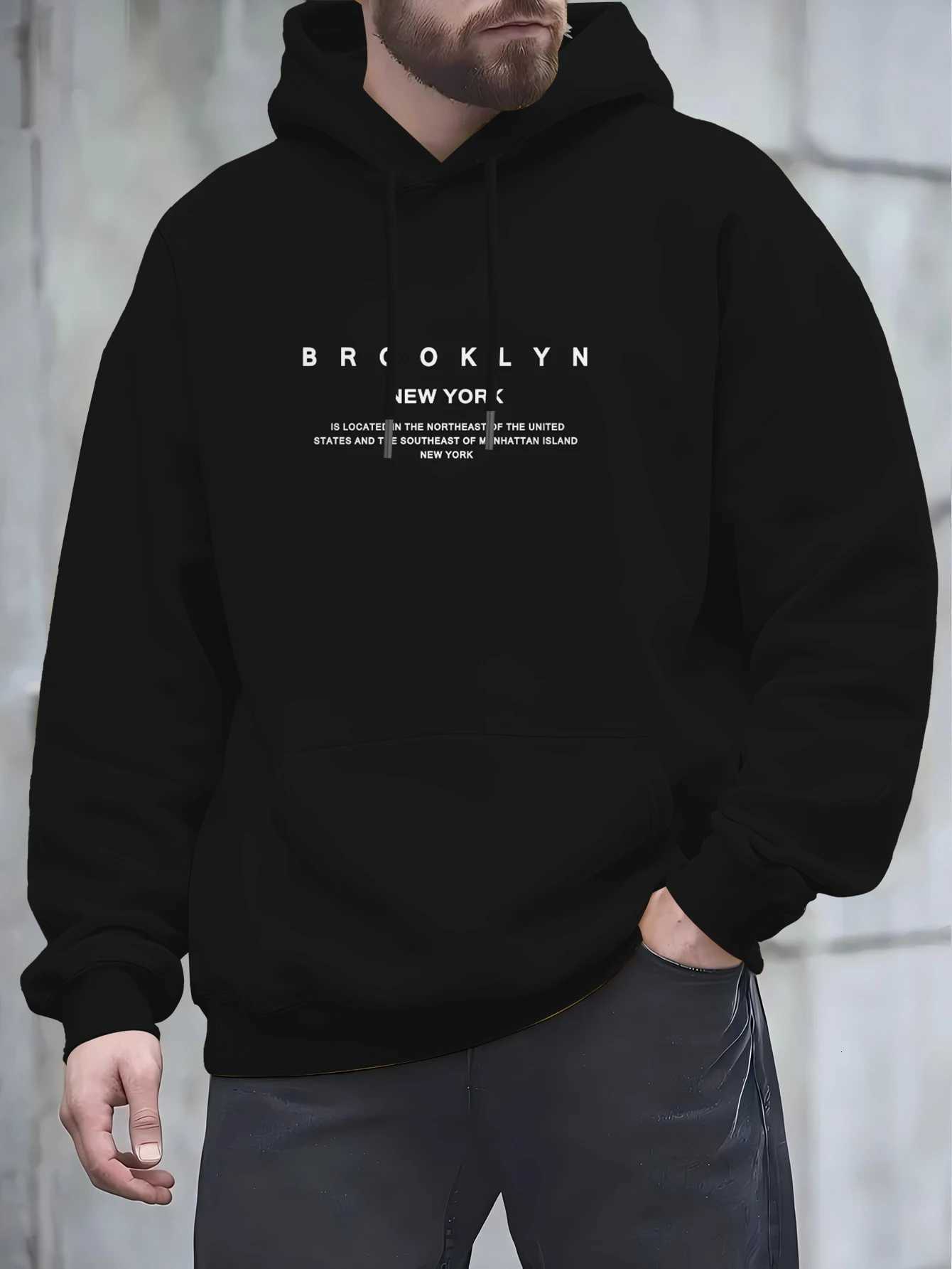 2025 autumn new mens hoodie BROOKLYN NEW YORK text printed adult casual long sleeved sweatshirt pullover W251021