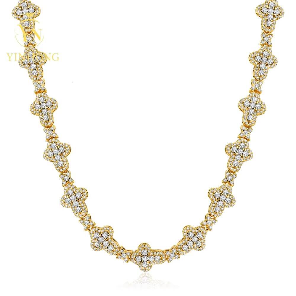 Iced Out 925 Sterling Silver Moissanite Cross Shape 925 Sterling Silver Moissanite Tennis Chain