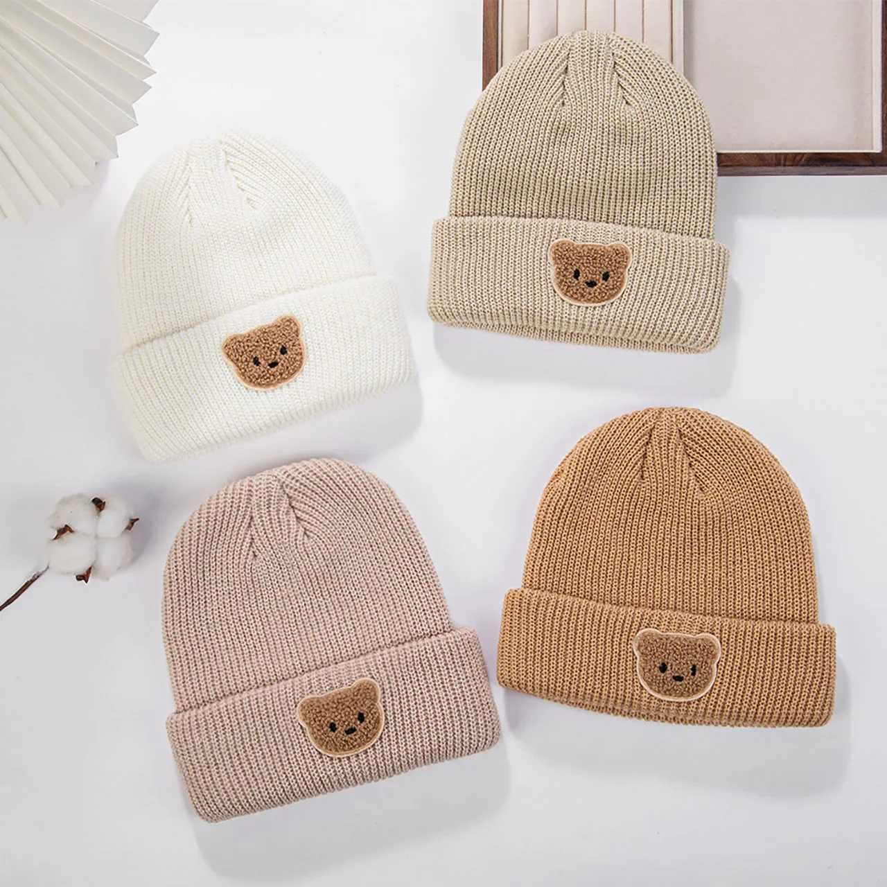 Winter Warm Knitted Baby Hat Cute Cartoon Bear Baby Girl Boy Ear Protection Cap Infant Toddler Pullover Cap Beanie J251021