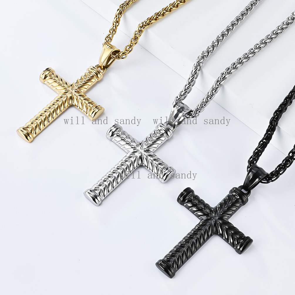 Non Tarnish 18K Gold Jesus Cross Necklace Designer Jewelry Stainless Steel Gold Chain National Flag Madonna Necklaces for Man Hiphop Fine Jewlery Gift