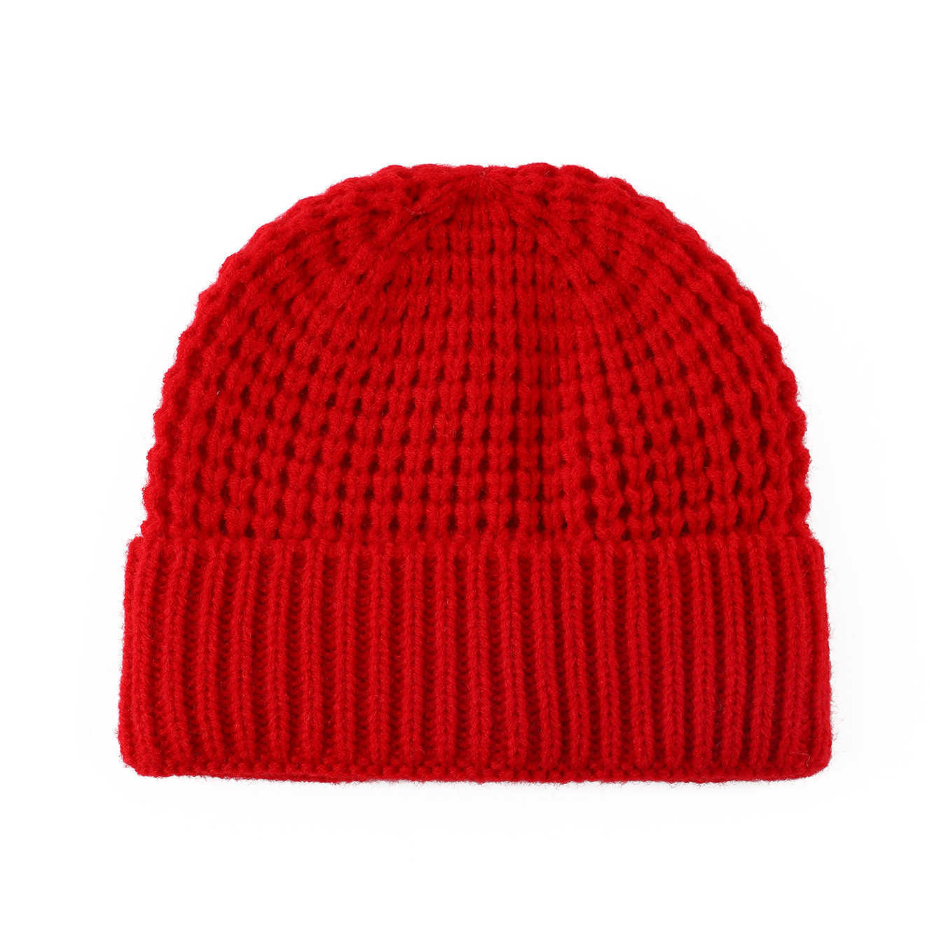 New Waffle Knit Hat Warm Ear Protection Breathable Knitted Hat Casual Versatile Autumn Winter Fashion Beanie H251020