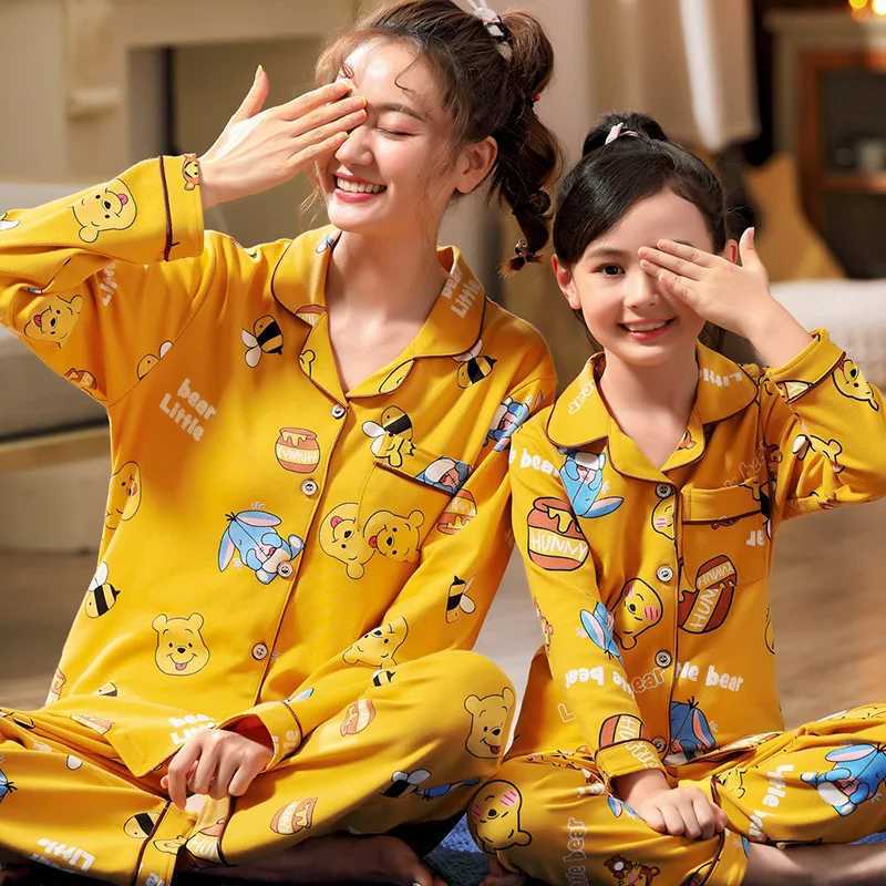 Parent Child Mother Daughter Sleepwear Girls Autumn And Winter Pure Cotton Long Sleeved Pants Cardigan Home Clothes L251021S277