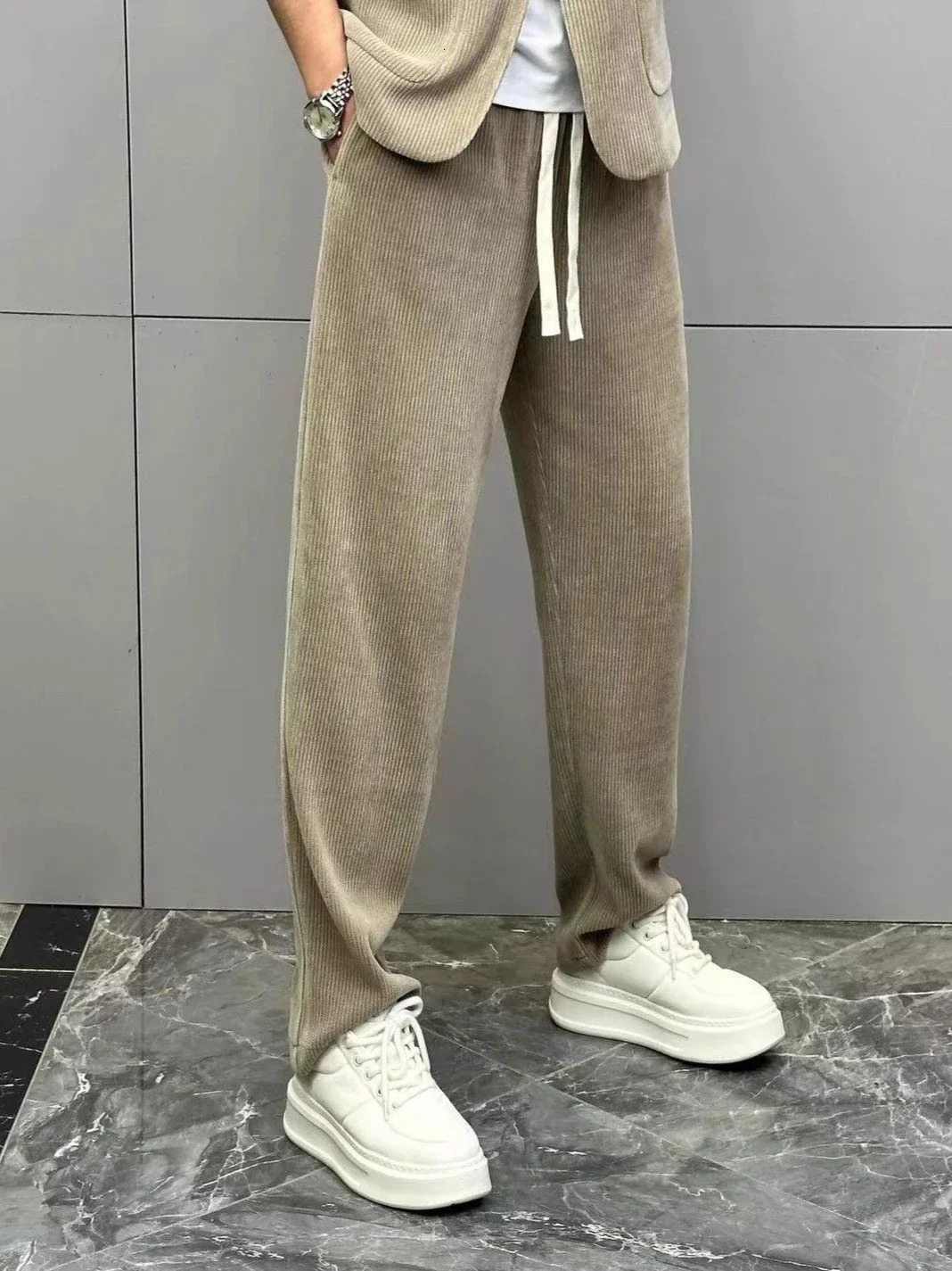 Full Suit for Men Big Size Blazer Business 2 Piece Outfit Set Man Apricot Gentleman Casual Trends Costumes Fashion Pants In 251021