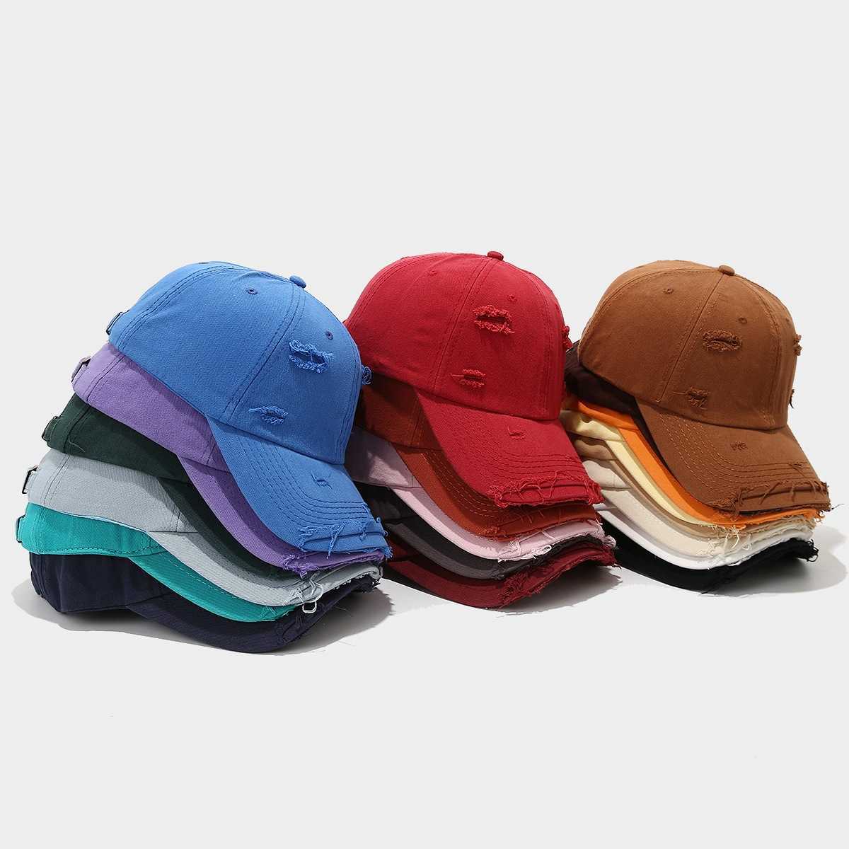 Fashion Distressed Cotton Baseball Cap Unisex Trendy Vintage Plain Duckbill Cap Hat Trend H251020