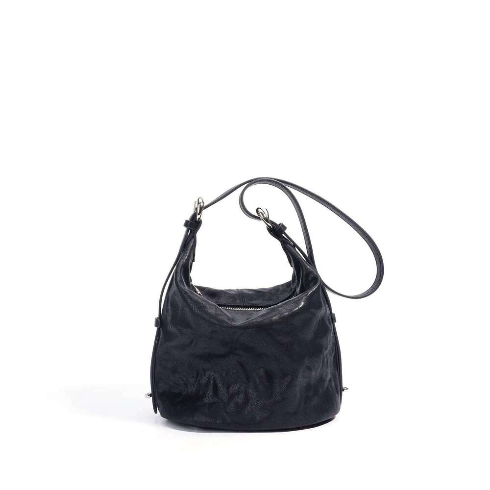 Genuine Leather Bucket Niche Design Top Layer Cowhide Pleated Texture Soft Vintage Women's One-Shoulder Crossbody Bag 251021
