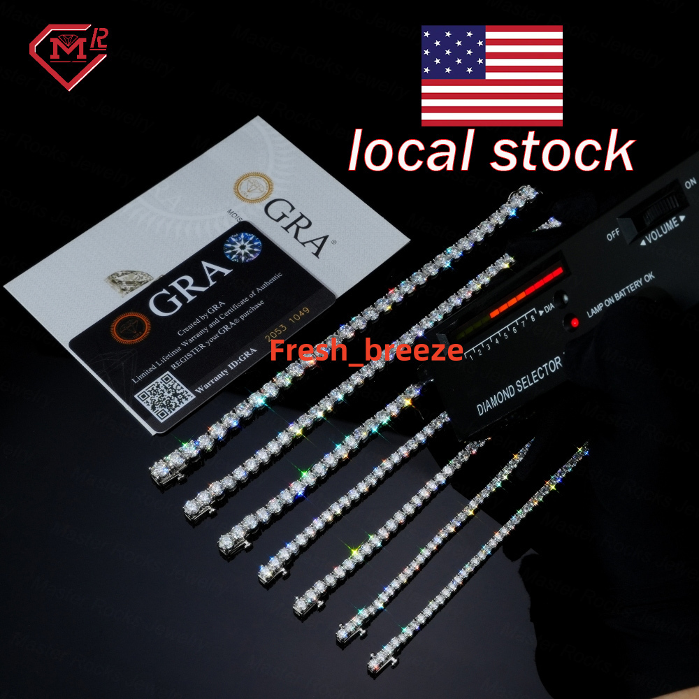 3mm 4mm 5mm 6mm Tennis Bracelet 925 Silver Iced Out Men Women Moissanite Chain Tennis Bracelets