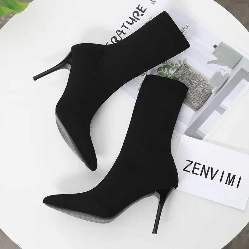 Sexy Sock Boots Knitting Stretch Boots High Heels for Women Fashion Shoes 2024 Spring Autumn Ankle Boots Female Z251020