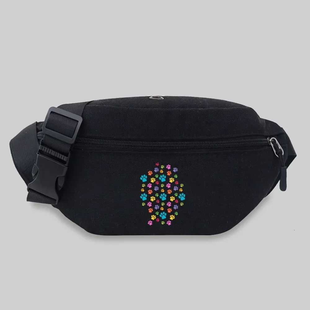 Belt Bag Unisex Bum Bags Student Trend Footprints Pattern Print Lightweight Outdoor Sports Fanny Pack Black Leisure Chest Bag Z251021