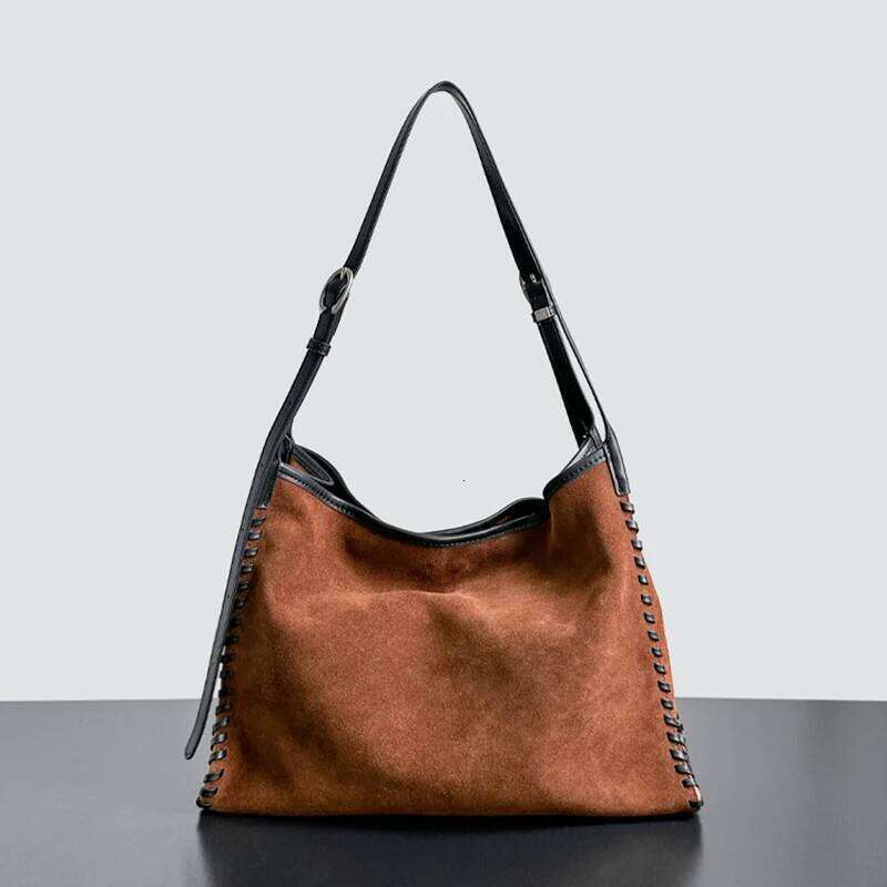 Suede Woven Tote Women's Autumn And Winter New Niche Design Vintage Soft Relaxed Large Capacity Fashion Handbag Shouder Bag 251021