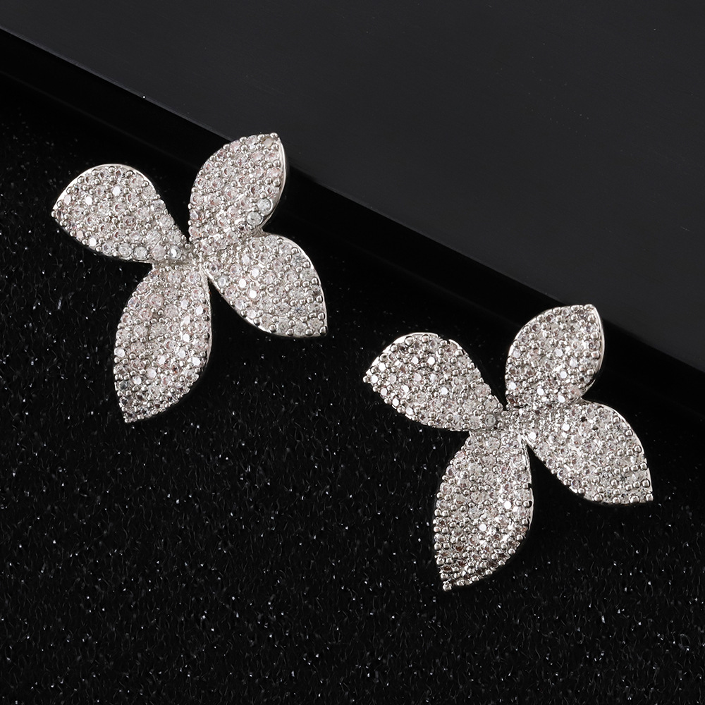 Gold earrings Zircon inlaid fashionable temperament classic retro elegant compact earrings free shipping Designer earrings luxury earrings