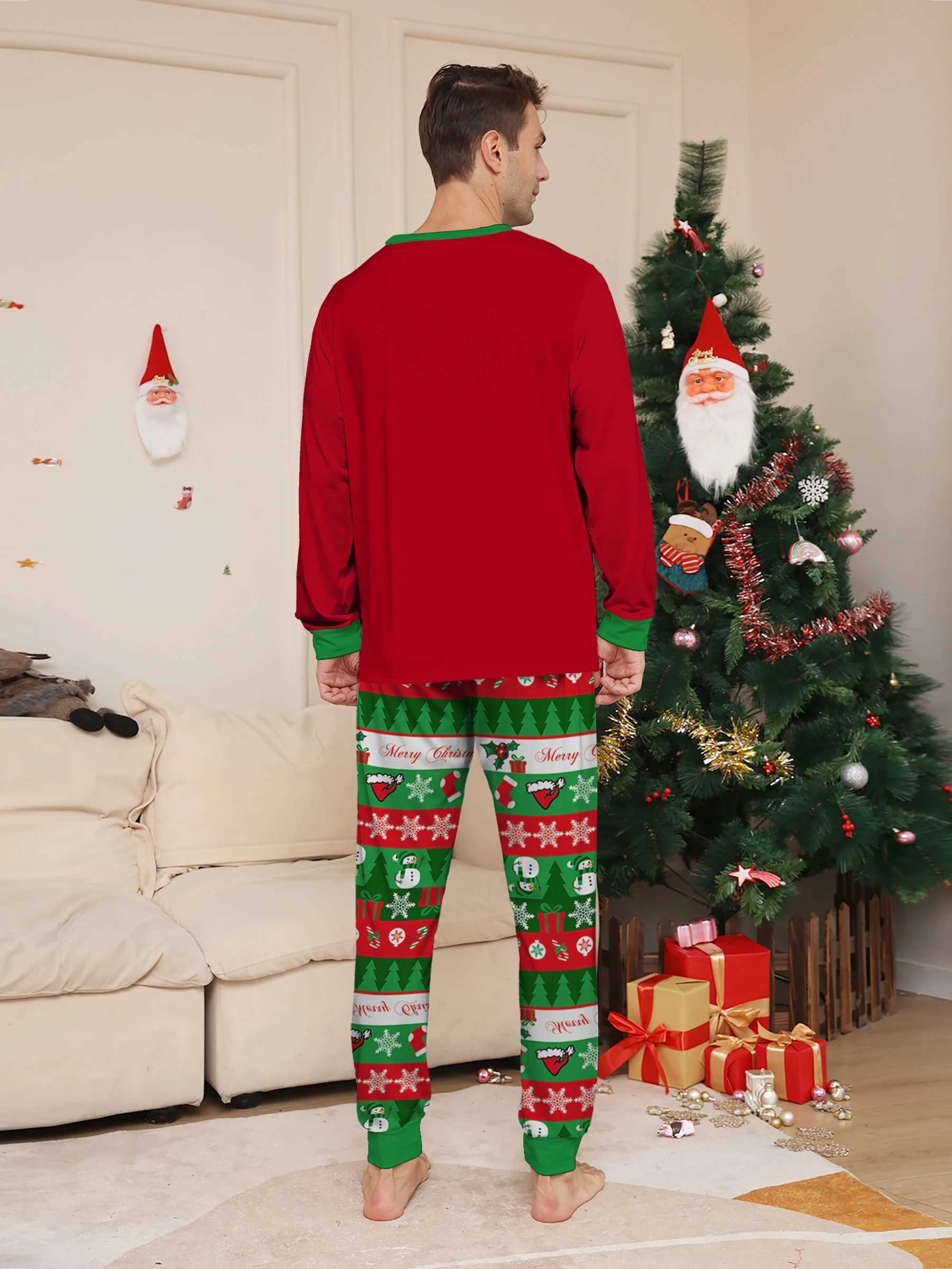 Christmas Family Matching Pajamas Set Xmas Snow Snowman Print Red Green Sleepwear for Men Women Kids L251021WID7