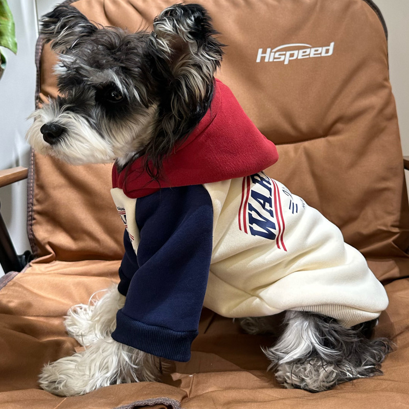 dog clothes Dog Hoodie, Color-Block Fleece Sweatshirt for Small/Medium Pets, Soft Warm Pullover with Rib Cuffs, Red/Navy, XS 9XL Winter Coat with Plus