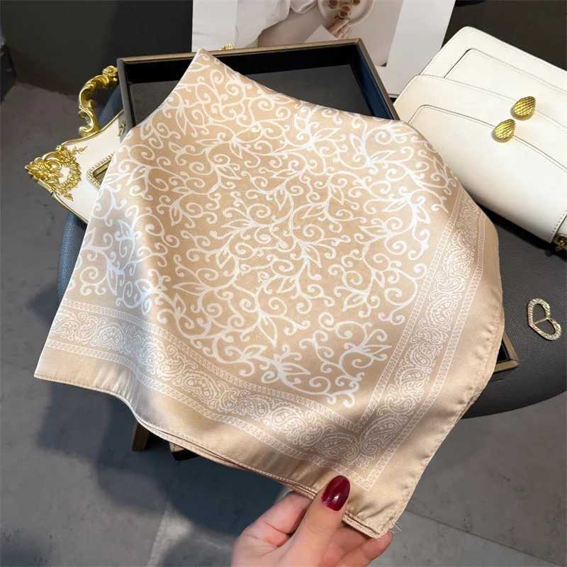 New Fashion Paisy Print Shawl Square Scarf for Wen Soft Satin Wraps Neckerchi Fa Hair Bands Ribbon band BandanaW251021