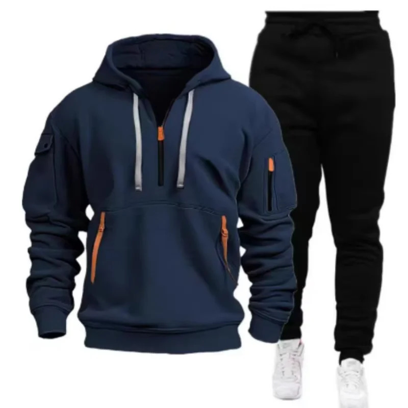 Men Tracksuit Casual Joggers Hooded Sportswear Jackets And Pants 2 Piece Sets Hip Hop Running Sports Suit SXXXL 251021