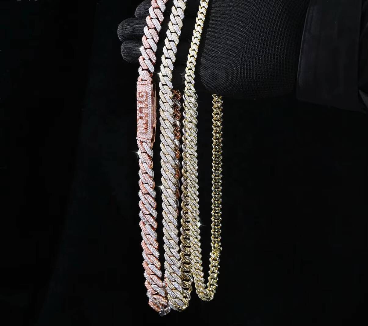 10K14K18K Gold Cuban Chain Full Pave Lab Grown Diamonds Double Row Design IGI Certified Hip Hop Jewelry