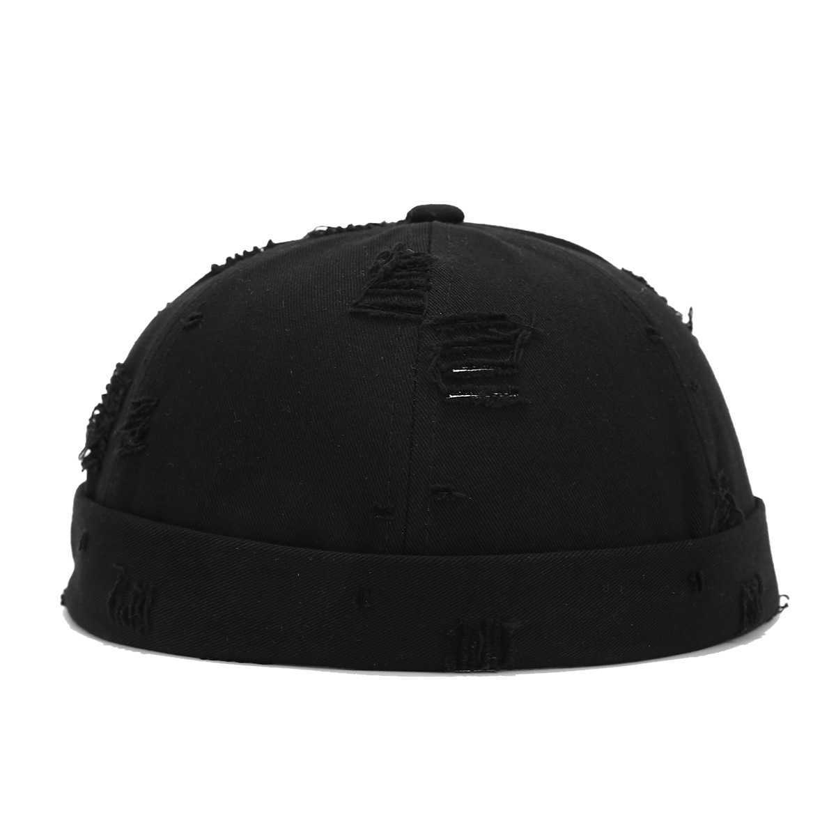 New Solid Color Frayed Edge Distressed Landlord Hat Mens Personality Hiphop Brimless Yippie Hat Womens Skin Hat H251020