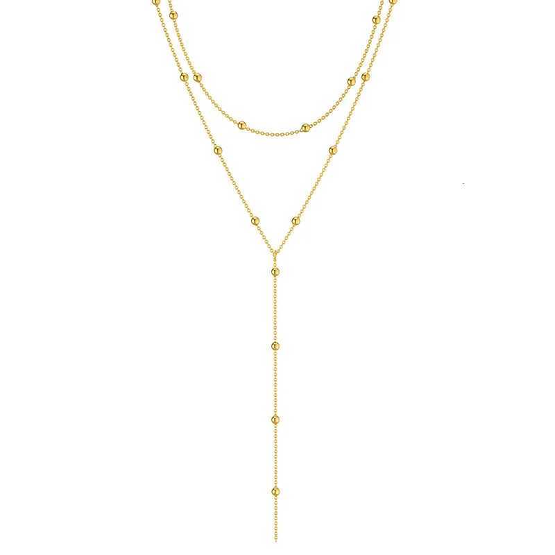 Golden Plated Lariat Necklace for Women Fashion Double Layered Long Chain Drop Pendant Choker Necklaces Fashion Gifts XJ250717