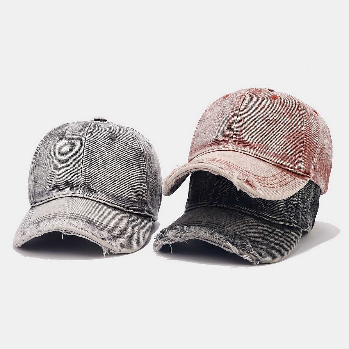 Style Trendy Brand Fashion Distressed Soft Top Baseball Cap Slimming Female Artistic Washed Baseball Cap Men H251020