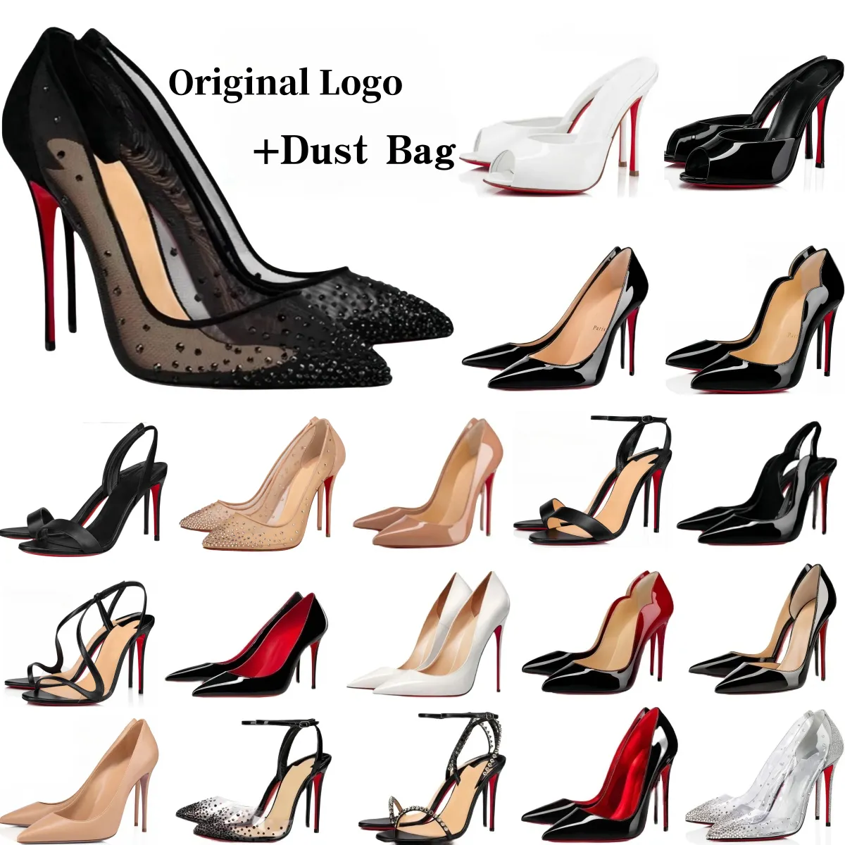 7A Designer Women High Shoes 6cm 8cm 10cm 12cm Heels Nude Black White Patent Leather Pumps Size EUR35-43