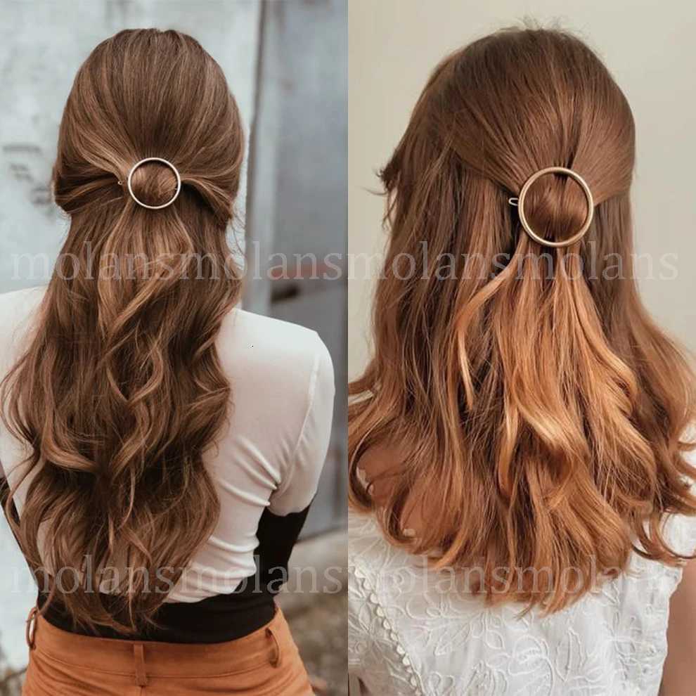 Molans Fashion Metal Geometric Hair Clip Rhinestone Pearl Round Barrette for Women Girls Sweet Hairpin Hairgrip Hair AccessoriesW254021