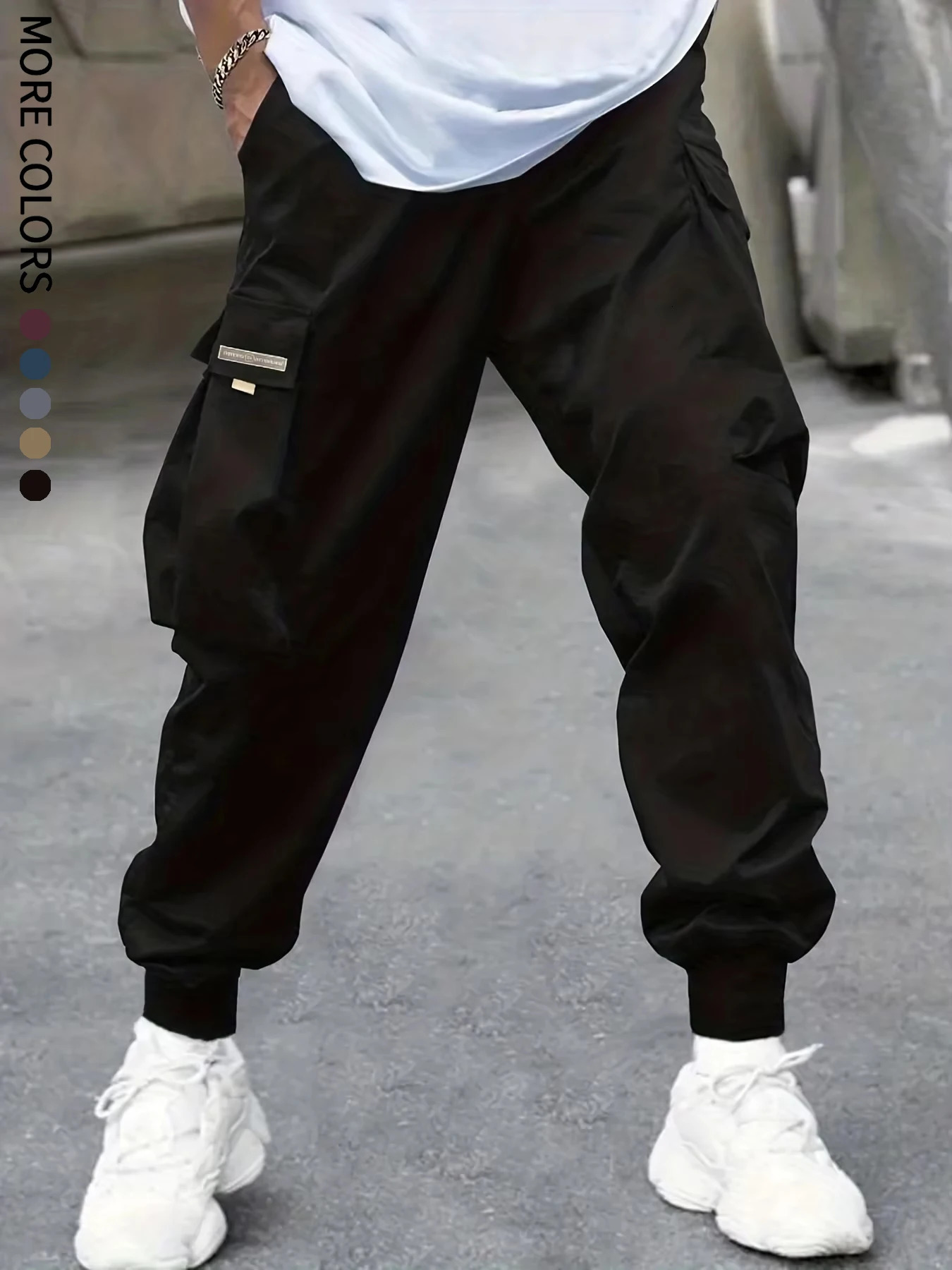 Mens Cargo Pants Casual Sporty Outdoor Large Pockets Lightweight Legging Cropped Slacks 06B 251017