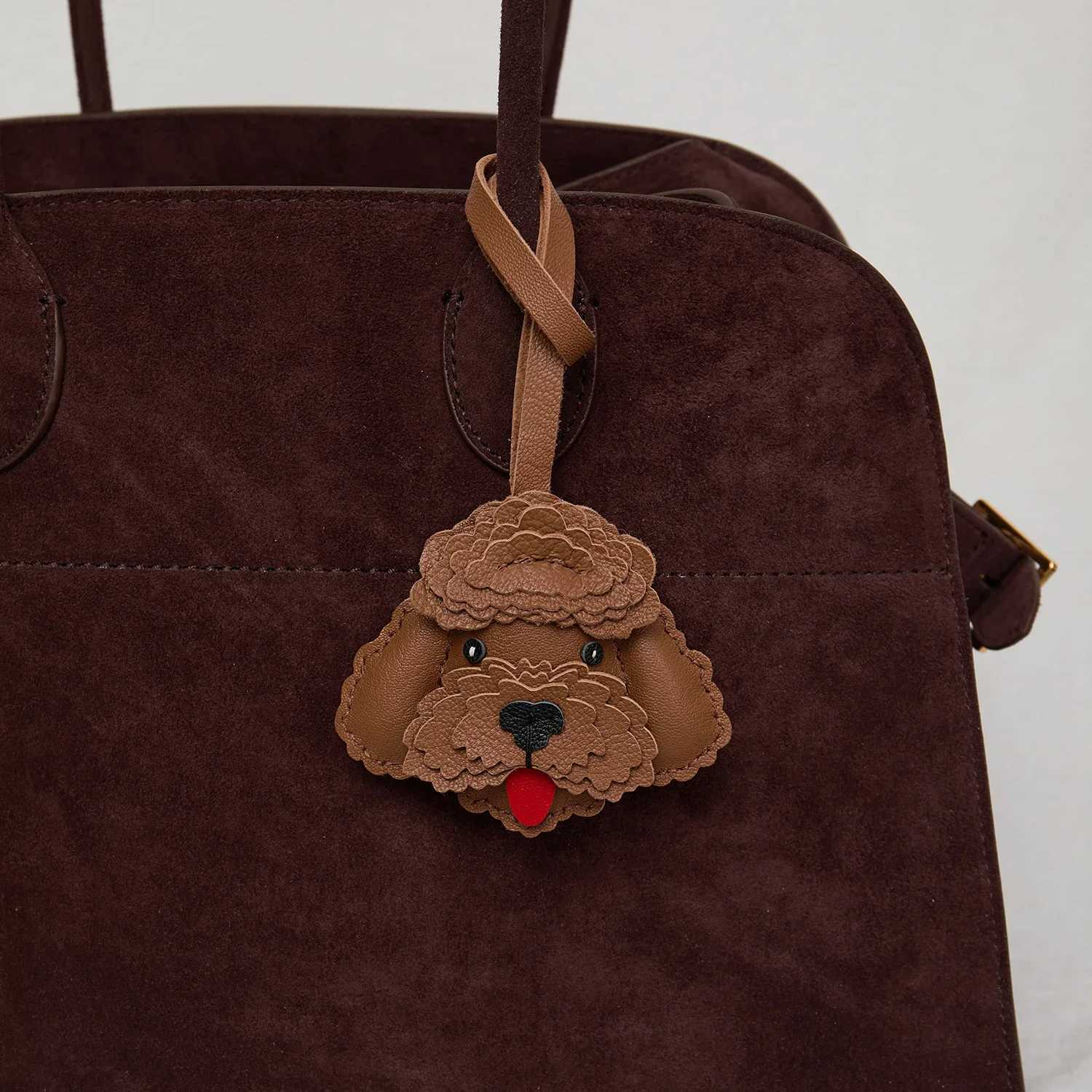 Sheepskin Handmade Real Leather Cute Teddy Dog Bag Charm KeyChain Gift Cute Decoration For Bags Exquisite Charm Bag Accessories W251021