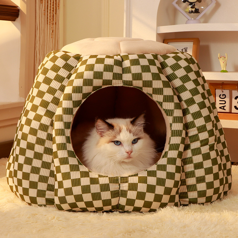 LEZIZI Winter Warm Cat Bed: Enclosed Design, Multi-size Customizable. it is three-dimensionally comfortable, also suitable as a dog bed and pet sleepi