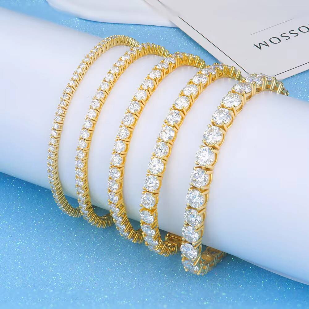 High Quality 3mm Silver 925 VVS VVS1 Real Moissanite LabGrown Moissanite Round Shape Tennis Chain Bracelet
