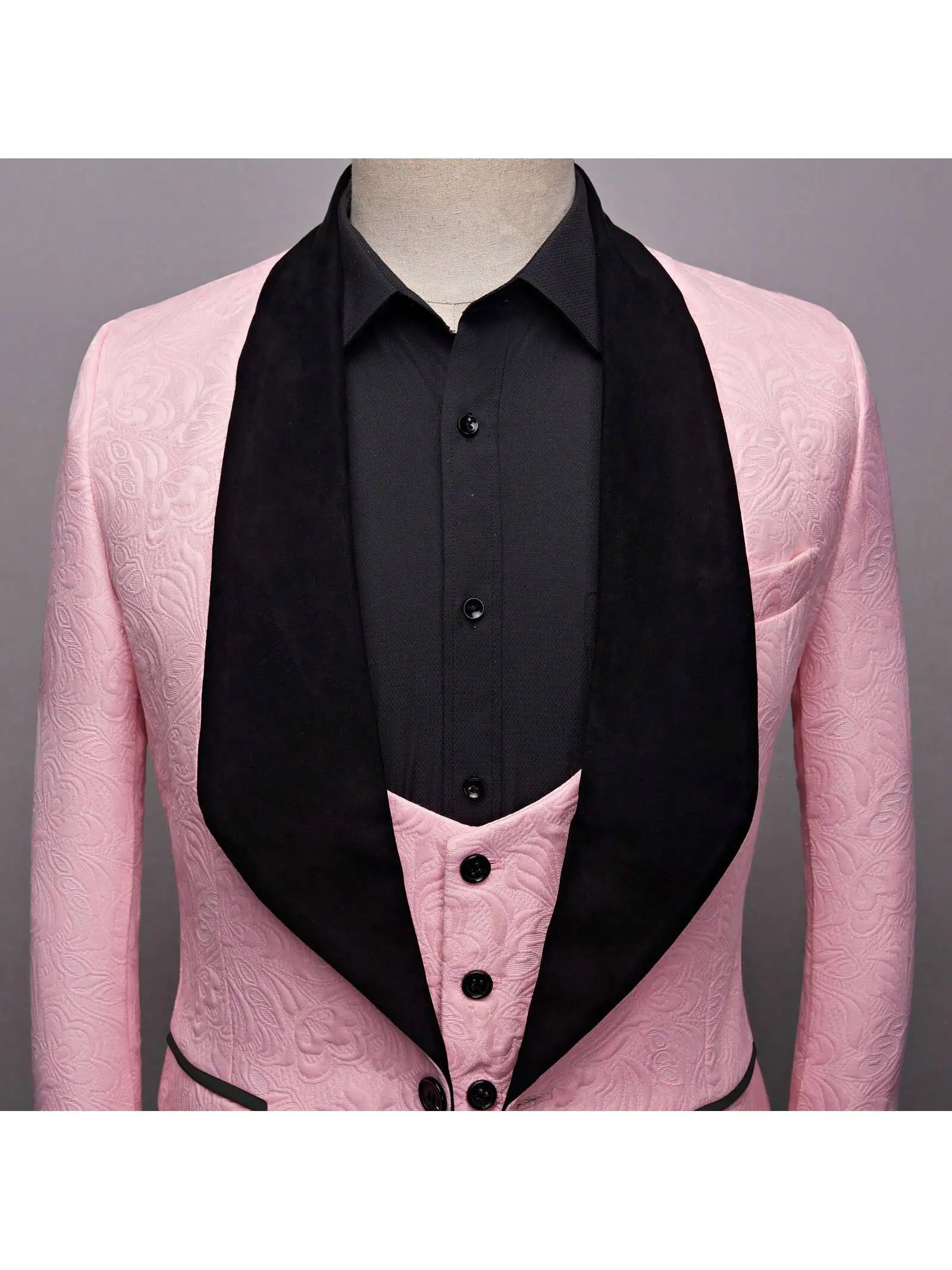 Mens 3 Piece Floral Tuxedo Jacquard Slim Suit Set Paisley Blazer Vest And Pants For Prom Wedding 251021