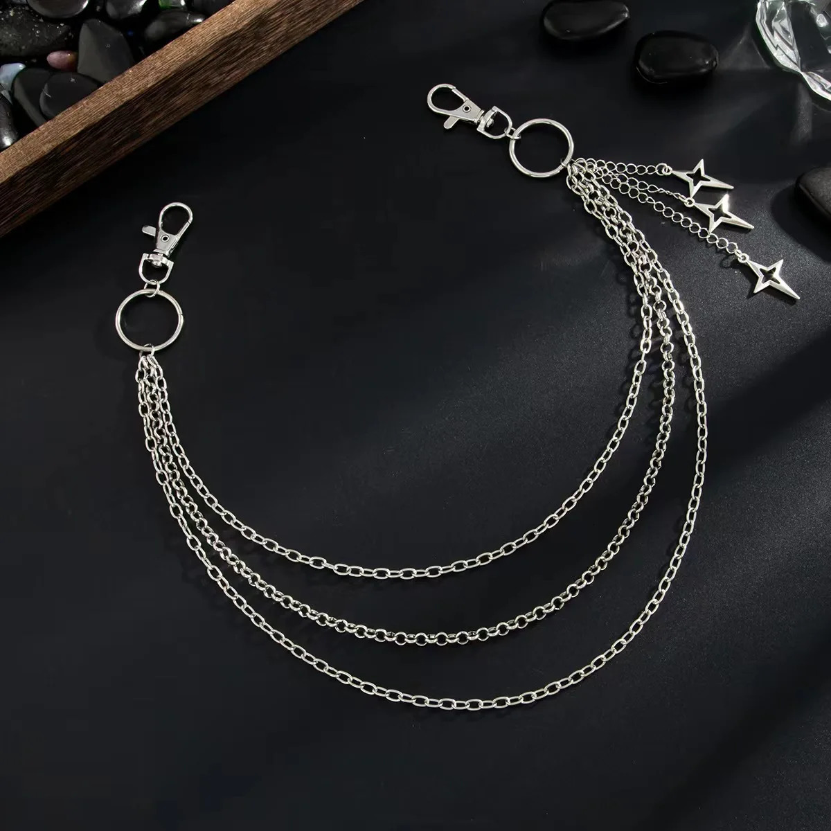 Fashion Punk Multilayer Metal Star Pendant Pant Chain Hip Hop Waist Keychain Jeans Chain Women Trendy Jewelry Accessories Gifts 251021