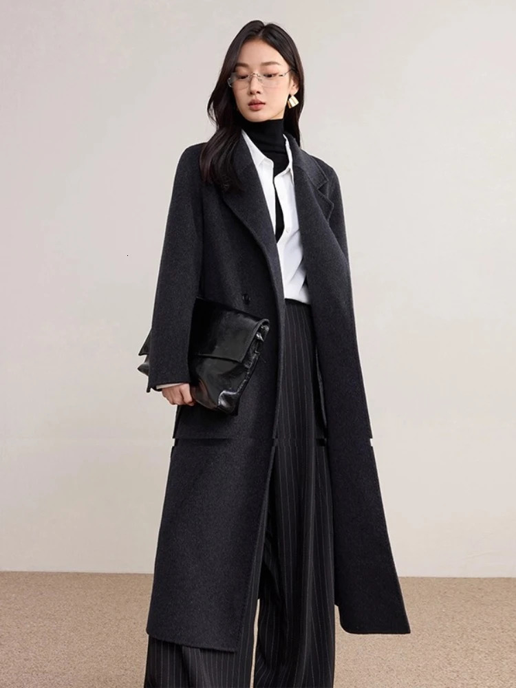 SENTUBILA Womens Long Doublesided Woolen Coats Winter Loose Sleeve Jackets Fashion Overcoats Office Lady W54OA8782 251013