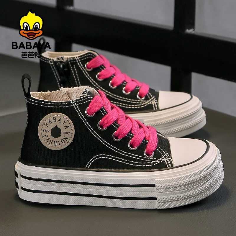 Babaya 2025 Autumn New High Top Childrens Canvas Shoes Girls Shoes Boys Breathable Cloth Shoes Kids Sneaker Spring Lacing W251021