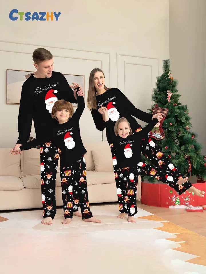 Family Matching Christmas Pajamas Sets Adorable Santa Reindeer Prints Cozy Cotton Material L251021VZNW
