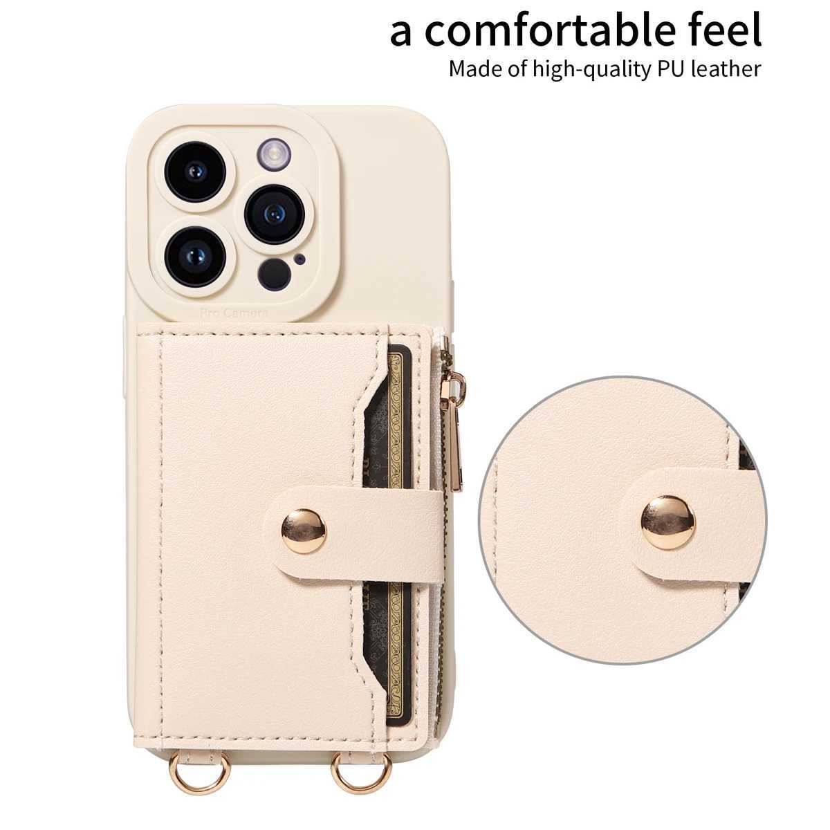 Faux Leather Phone Case for IPhone16promax15 14 13 12 11Plus Mini 7 8plus XSMAX XR Crossbody Antidrop with Mirror Wallet Cover J251114