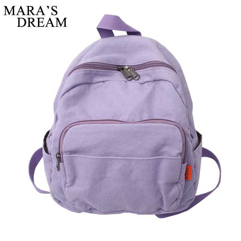 Mara Dream Canvas Women Backpack Vintage Small School Backpacks Women Zipper Travel Bagpack Female Solid Casual Schoolbag TravelW251020