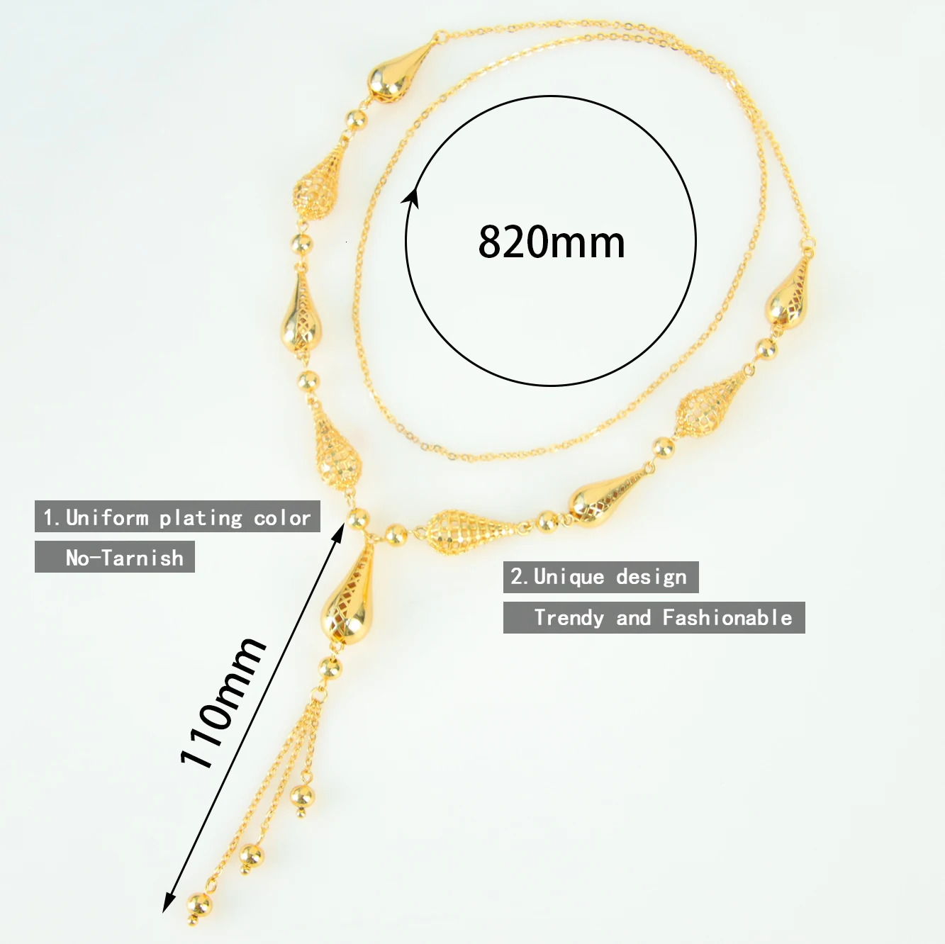 Middle Eastern Muslim Charm Necklace 21k Gold Plated Arabic Fashion Wedding Long Chains Algeria Women Wedding Party Jewelry 251015