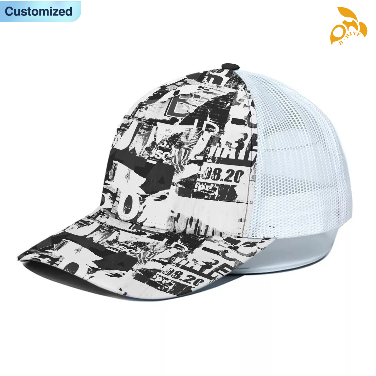 Free Shipping of Customized Unisex Trucker Hat With White Half-mesh Sun-Protective Half-mesh Breathable Unisex Fit Lightweight Stylish Hat