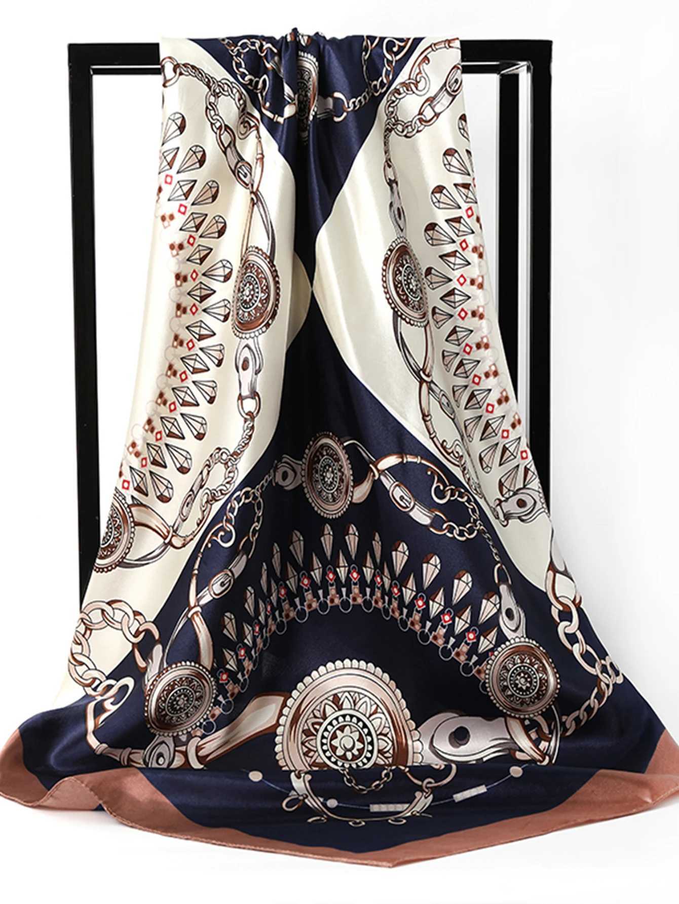 9090cm Luxury Brand Square Silk Scarves Wen Hijab Shawls Fashion Print Kerchi Fme Scarf Foard Bandana Beach PareoW251021