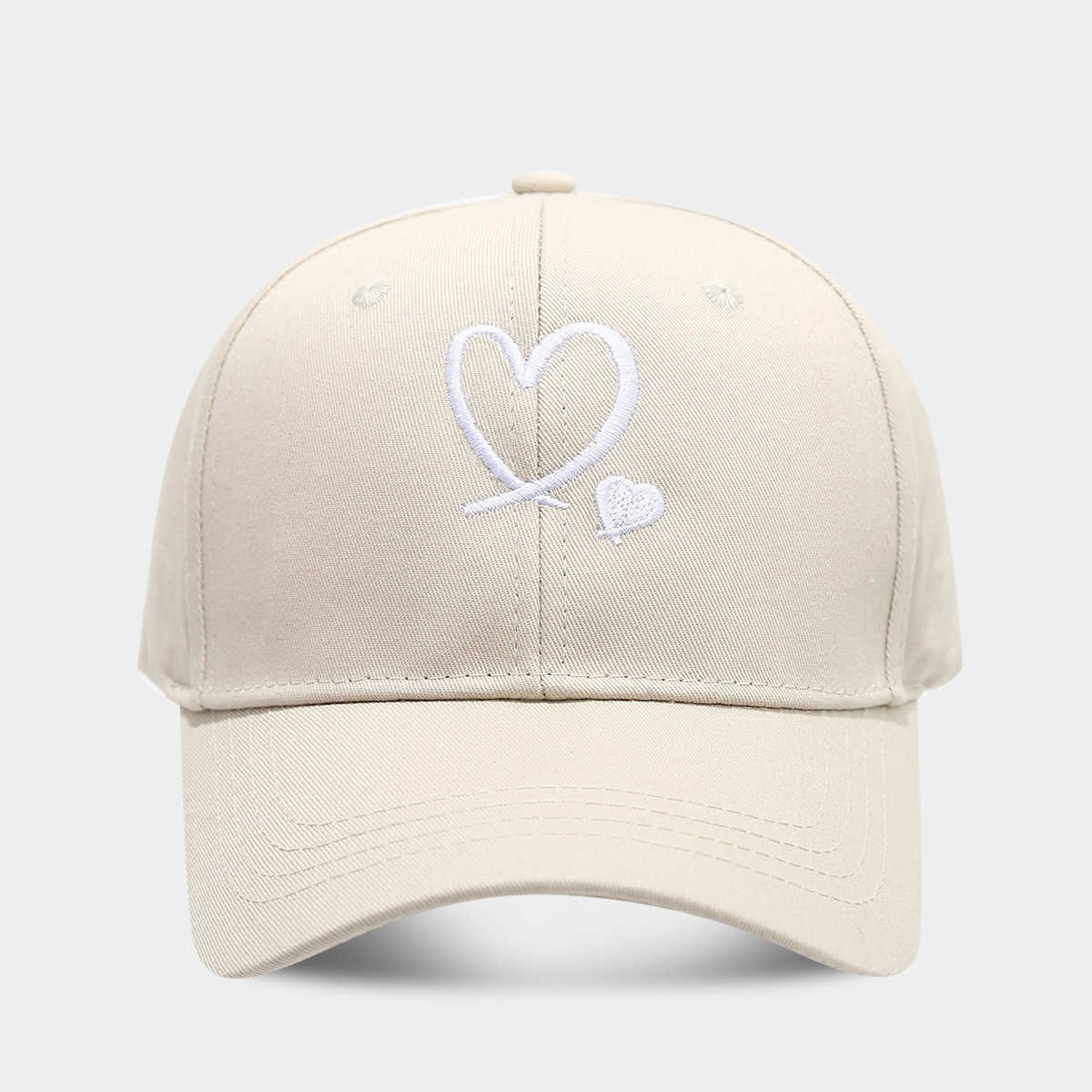 Simple Fashion Heart Embroidery Baseball Cap Couple Casual Versatile Sun Hat Couple Travel Sun Protection Duckbill Cap Trendy H251020