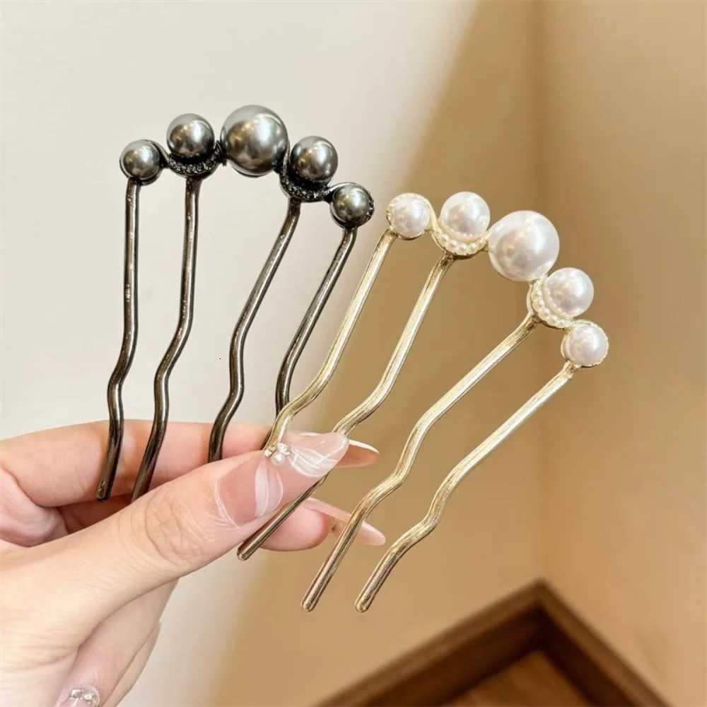 Fashion Metal UShaped Hair Stick for Women Girls Simple Pearl HairClip Pins Bun Maker Hairstyle Tools Hair AccessoriesW254021