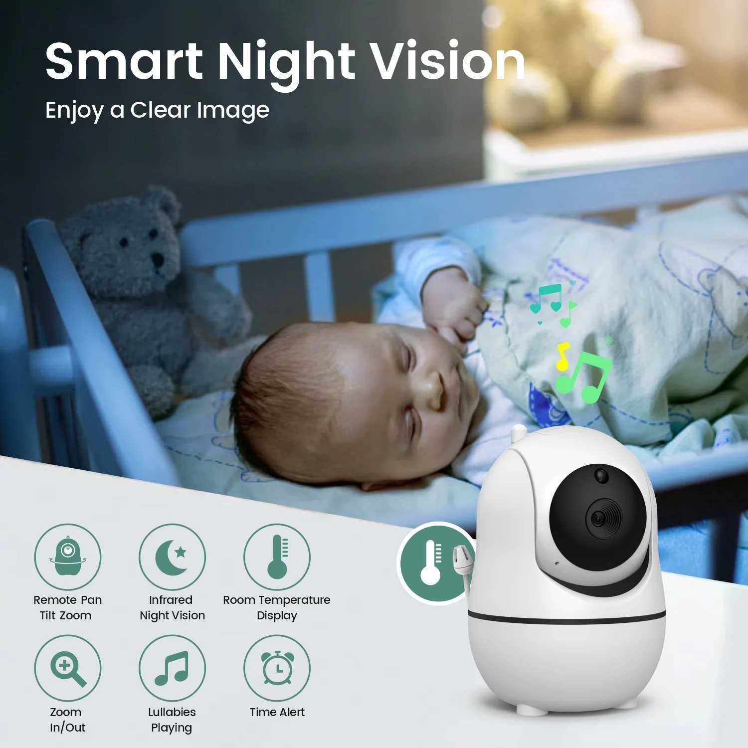70 Inch Video Baby Monitor with 2pcs Cameras HD Split Screen Pan Tilt 4X Zoom 2 Way Audio 4000mAh Battery IR Babysitter SM70 J251121