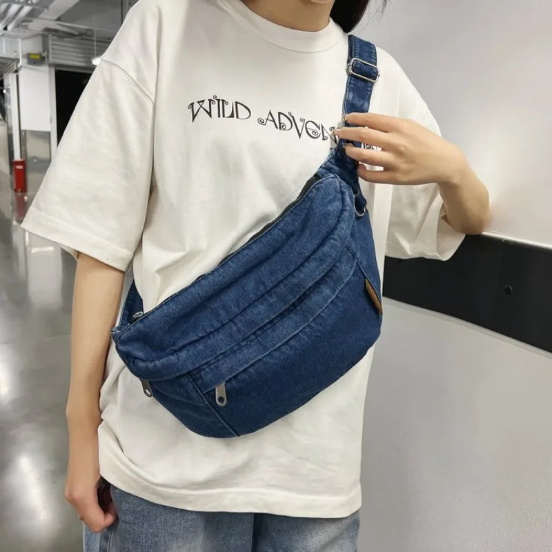 Sewing Thread Denim Zipper Ladies Waist Packs Youth Female Crossbody Bags on Sale Bolsas Para Mujeres 251017