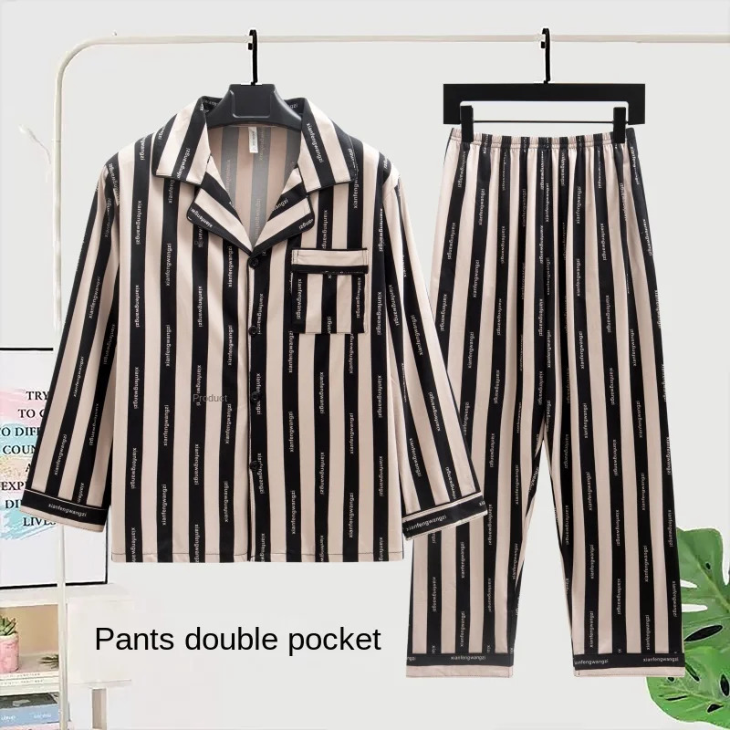 Vintage Fashion Plus Size Mens Sleepwear 2025 Autumn Winter Thick Warm Mens Pajamas Lapel Neck Cardigan TwoPiece Pajamas 251021