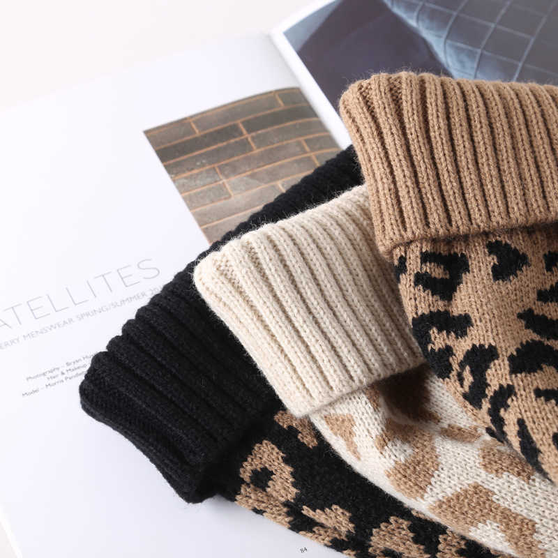 Outdoor Mens Sports Leisure Warm Knitted Hat Autumn and Winter Leopard Print Wool Ball Wool Hat H251020