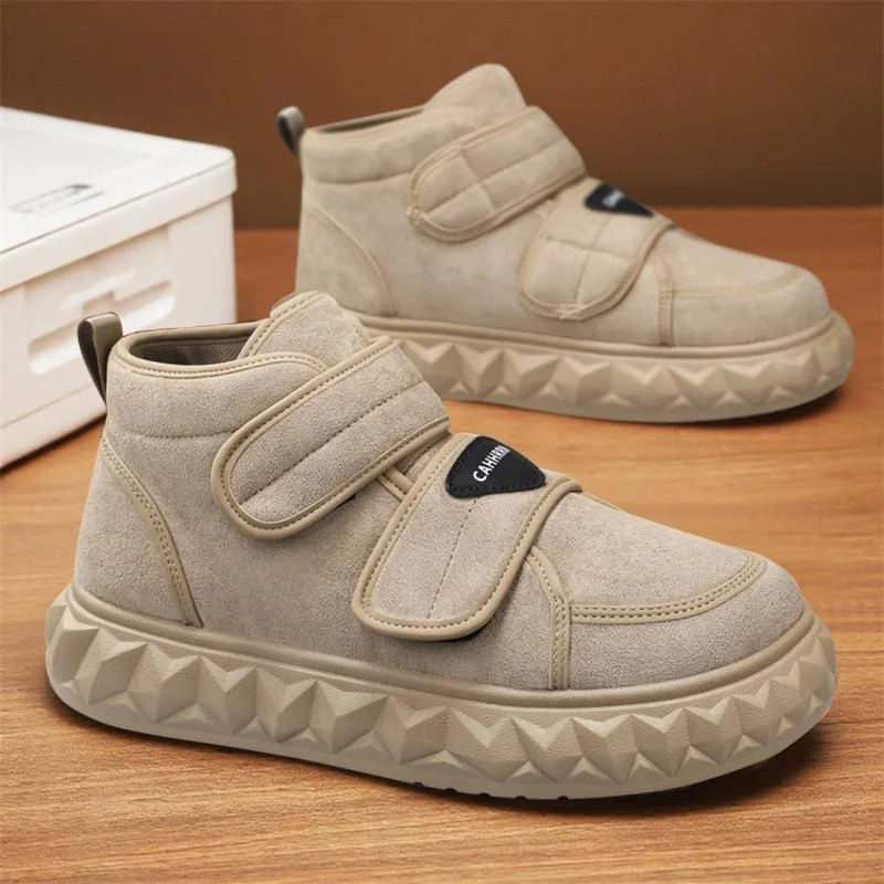 Style Hightop Sneakers with Velcro Loafers Thick Soles Versatile Casual Shoes Short Boots Outdoor Mens Shoes 251017