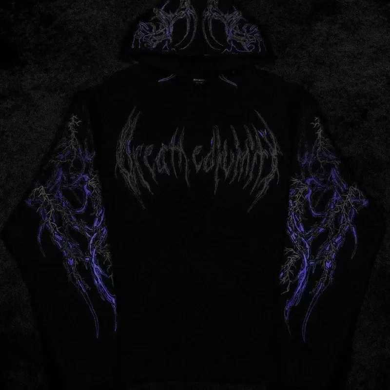 Gothic Skull Graphic Print Fitness Oversized Hoodies men clothing Y2K vintage Streetwear Hip Hop Skateboarding Casual Sweatshirt W251021