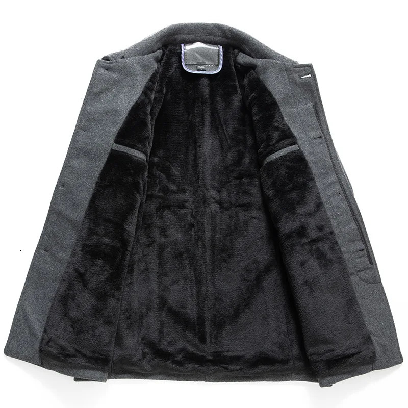 Jackets Business Casual Fleece Liner Woolen Autumn Winter Men Wool Jacket Slim Fit Thick Warm Trench Mens Outwears 251016
