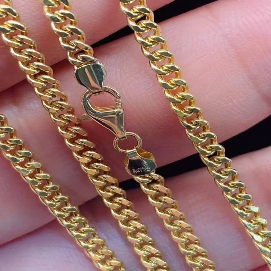 Custom 6MM 8MM 10K 14K Solid Gold Real Gold Cuban Link Chain Moissanite Buckle Bracelet Necklace Fine Jewelry for Men Wome